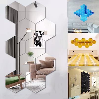 12 sztuk 3D lustro naklejki ścienne sześciokąt naklejka Home Decor DIY samoprzylepne lustro naklejki dekoracyjne Art dekoracje ścienne 46-126mm duży