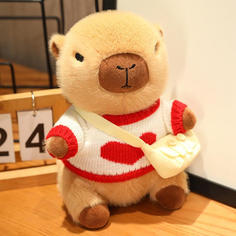 Adorable Capybara Plush Toy With Love Heart Sweater For Kids Birthday Gifts