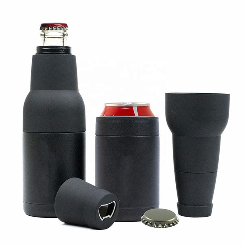 New 2 In 1 Beer Can Holder Vacuum Insulated Double Walled 304 Stainless Steel Beer Bottle Holder with Opener Beer Cooler 12oz