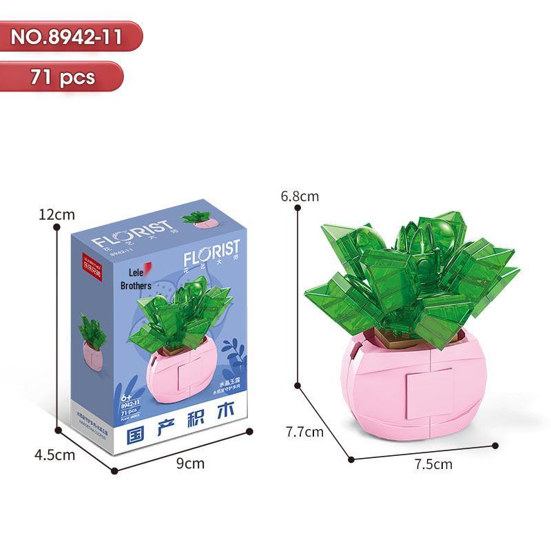 Succulent Bonsai Building Block Flowers - Compatible with Lego, Small Particle Assembly Toys for Girls