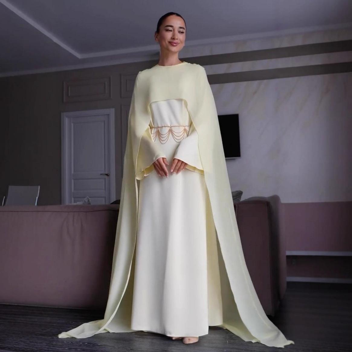 

2025 Fall Women s Wool Knit Cloak Dress - Round Neck, Long Sleeve, Versatile & Mature Style L шампанського