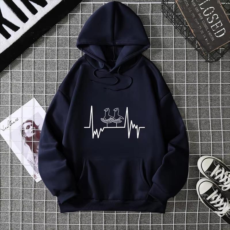 Heartbeat Runner Graphic Hooded Sweatshirts New In Hoodies & Sweatshirts Essentials Winter Thick Sweater Hoodie Women Clothes