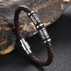 Trendy European-American Woven Leather & Stainless Steel Bracelet