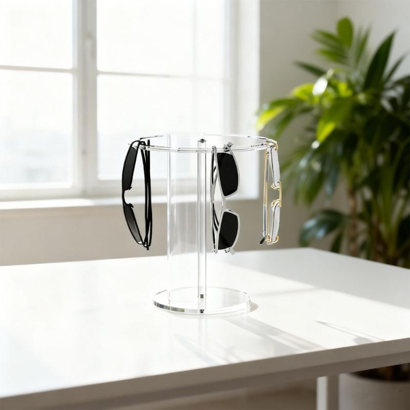 Acrylic Sunglasses Display Stand 360 Degree Rotation Quiet Bearings Weighted Base For Stability Prevents Tipping
