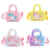 Cute Plush Unicorn Shoulder Bag For Kids Cartoon Design Soft And Fluffy Perfect For Kindergarten And Daily Use Purple