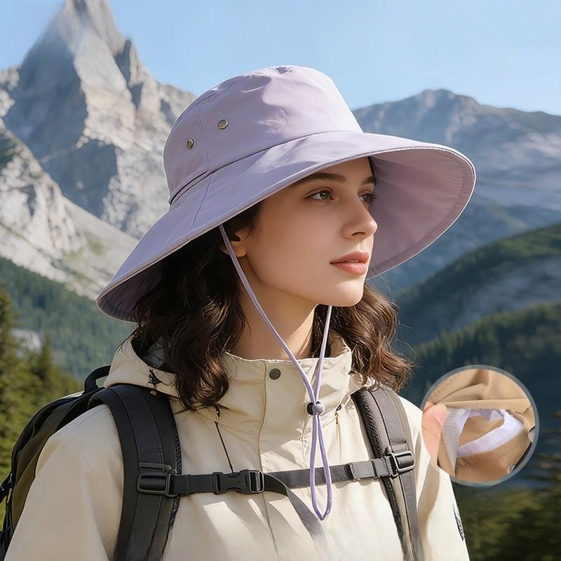 Outdoor Wide Brim Sun Hat With Adjustable Fit For Hiking And Camping