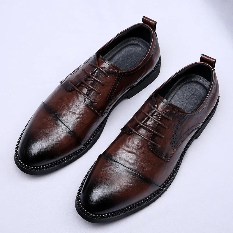 Мужские кожаные туфли на шнуровке — фото 5