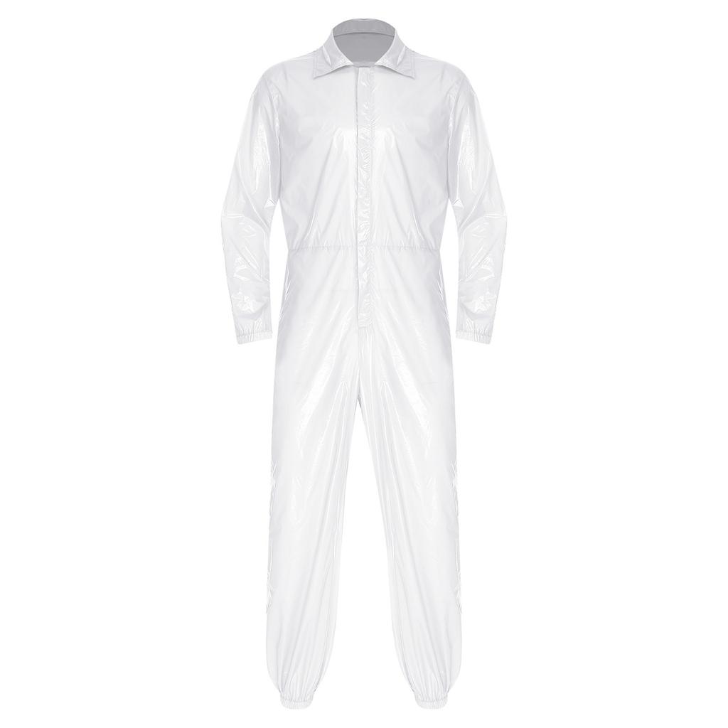 Pánské voděodolné overaly s klopovým límcem, dlouhým rukávem a elastickým pasem vzadu, se zipem