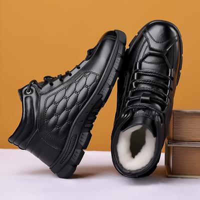 Nuove Scarpe Invernali da Uomo Stivali in Pelle e Lana Caldi per Esterno Pelliccia Sintetica Vera Pelle Scarpe Casual Stivaletti