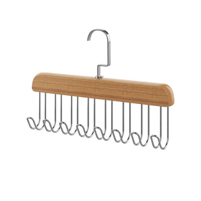 8 Hooks Multi-functional Wooden Suspenders, Underwear Rack, Vest, Tie Hook, Solid Wood Drying Rack.