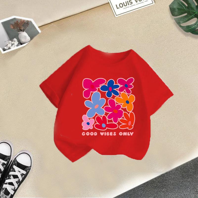 Dziecięcy T-shirt z krótkim rękawem dla dziewczynek Nowa letnia moda dla dziewczynek Letnia kurtka Casualowe ubrania z rękawem 3/4