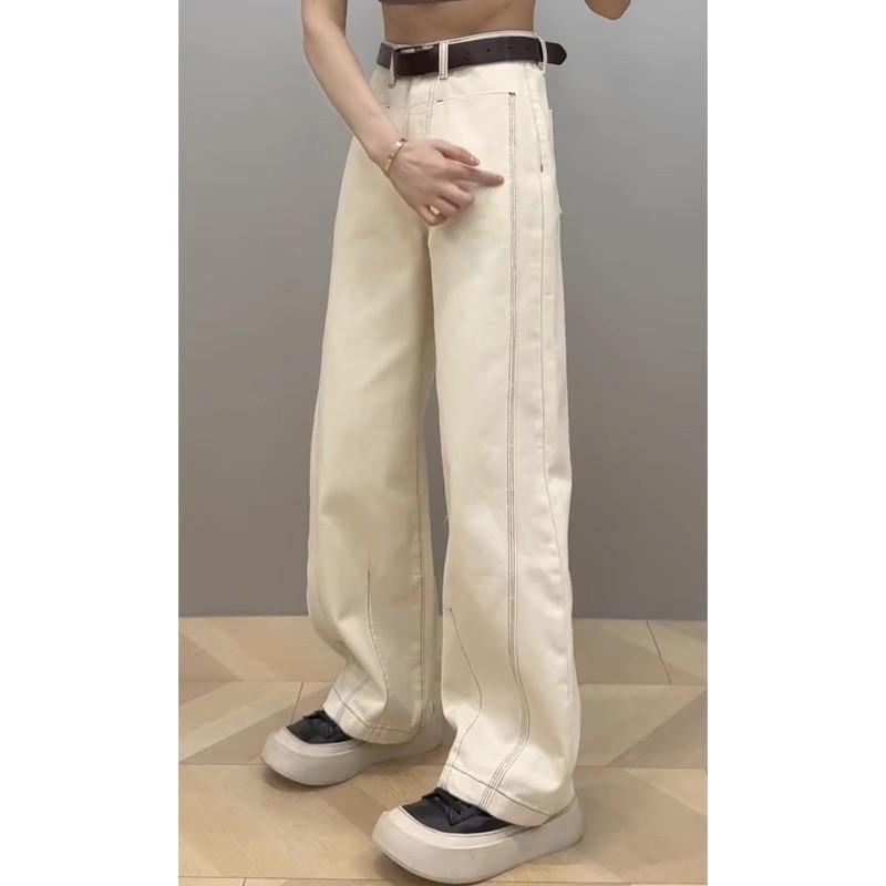 Women's Fleece-Lined Retro Wide-Leg Jeans: New Autumn/Winter Styles for Curvy and Plus-Size Figures, Hip-Covering Design.