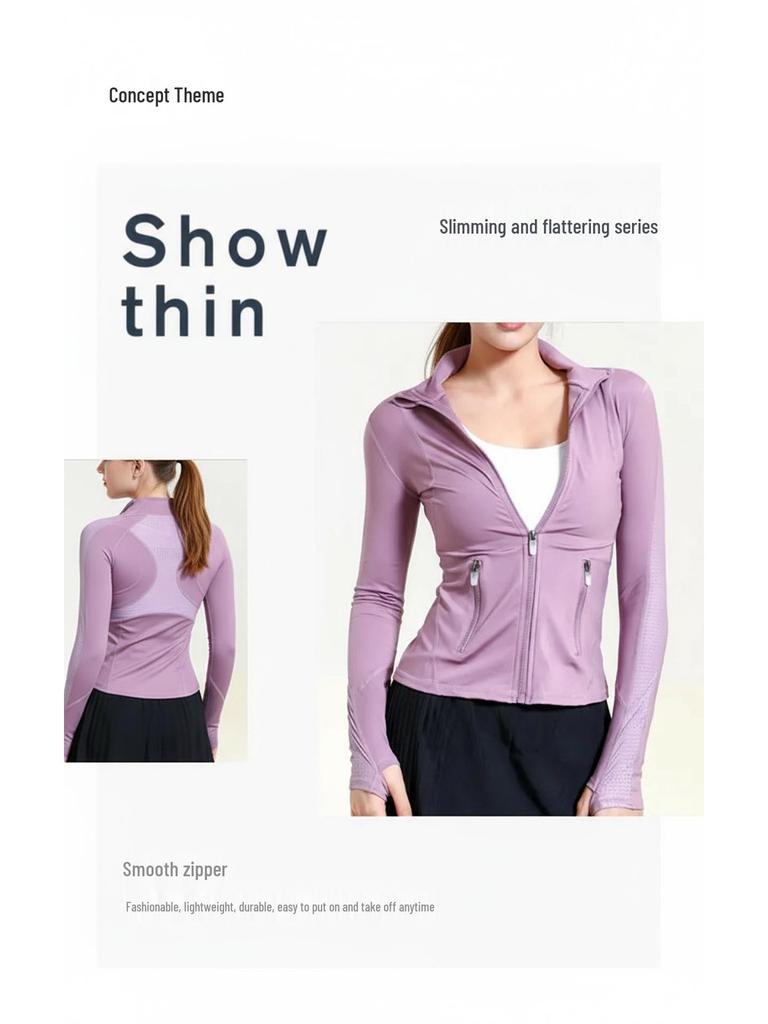 Women's Zippered Yoga Sports Jacket: Autumn/Winter Fitness Running & Pilates Outerwear.