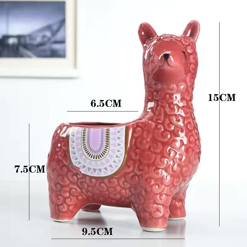 Cartoon Alpaca Succulent Flower Pot, Cute Animal Ceramic Potted Plant, Funny Desktop Decoration, Planters for Indoor Plants
