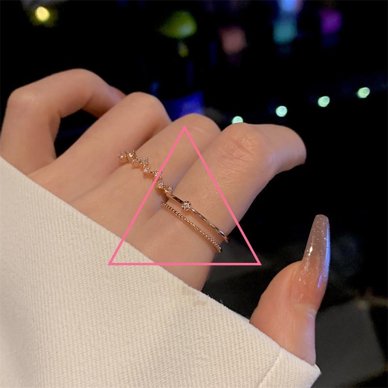 Light luxury fashion high sense pearl zircon copper ring women's design sense retro personality open index finger ring simple