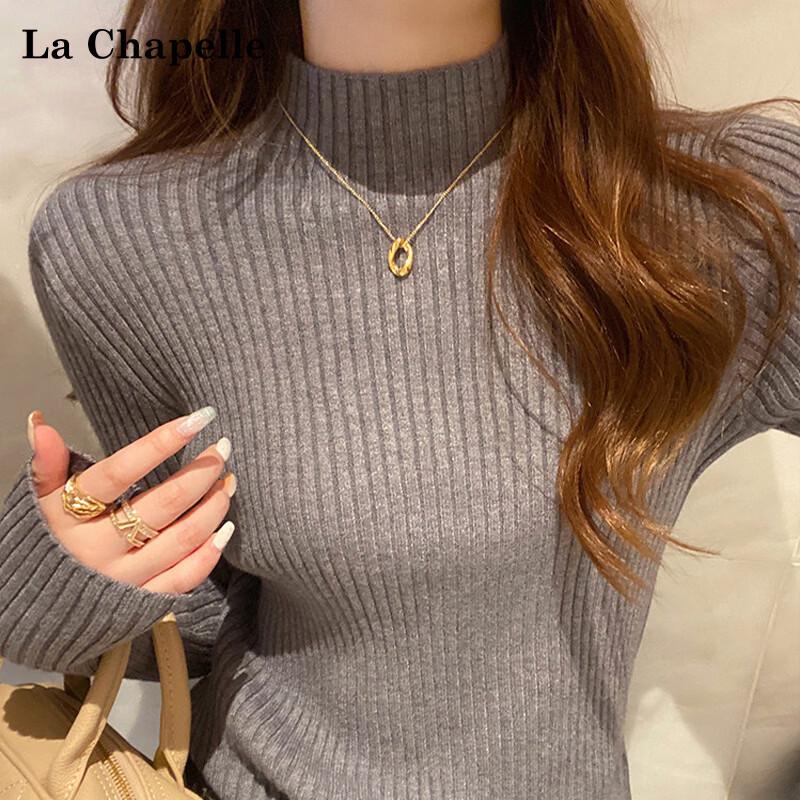 La Chapelle Damen Strickpullover mit halbem Rollkragen