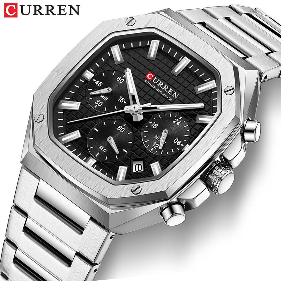 CURREN 8459 Men's Six-Hand Steel Band Business Watch with Calendar