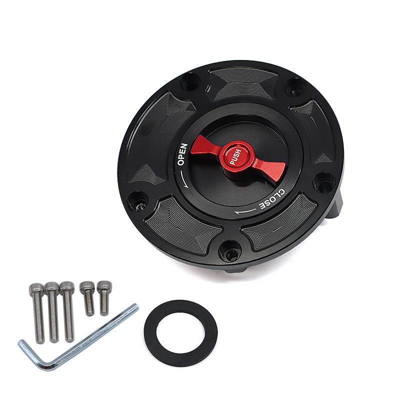 SH-L6005: Quick-release aluminum alloy fuel tank cap for motorcycle modifications.