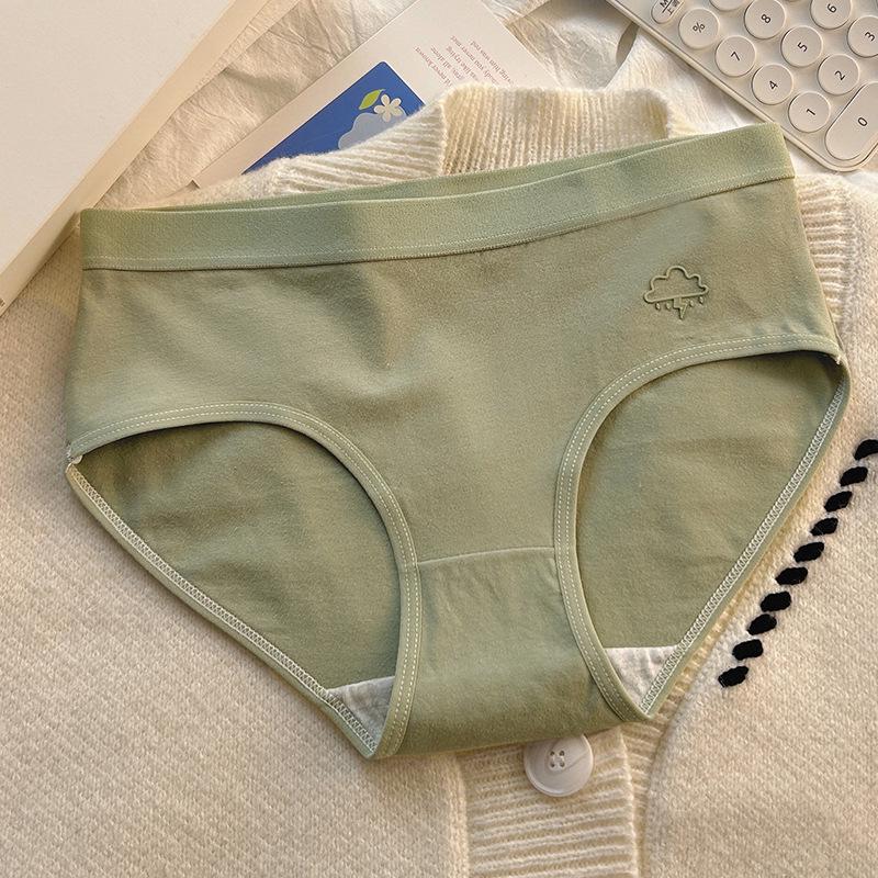 Candy-Color Seamless Cotton Mid-Waist Women's Breathable Briefs