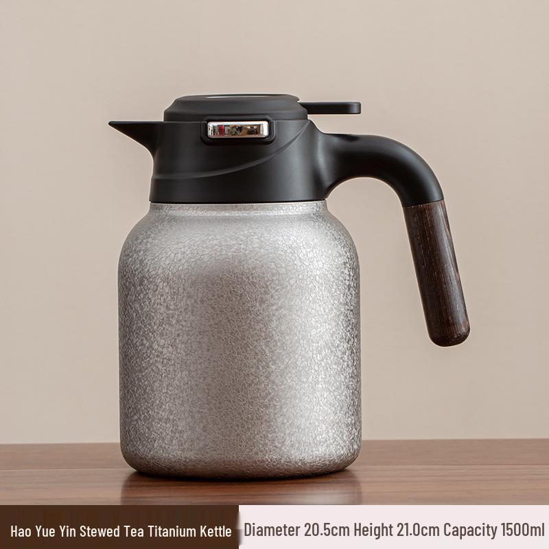 Pure Titanium Large-Capacity Teapot 2025: White Tea Stewing & Brewing Kettle with Temperature Display.