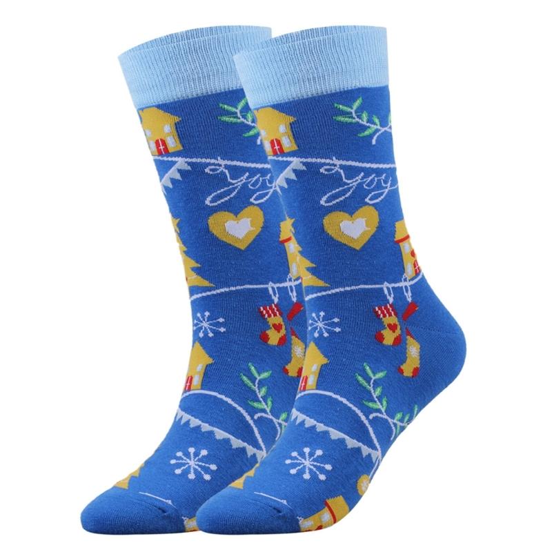 Christmas Pattern Crew Socks Novelty Funny Crazy Ankle Socks Cartoon Cotton Booties Socks Christmas Socks for Women Men