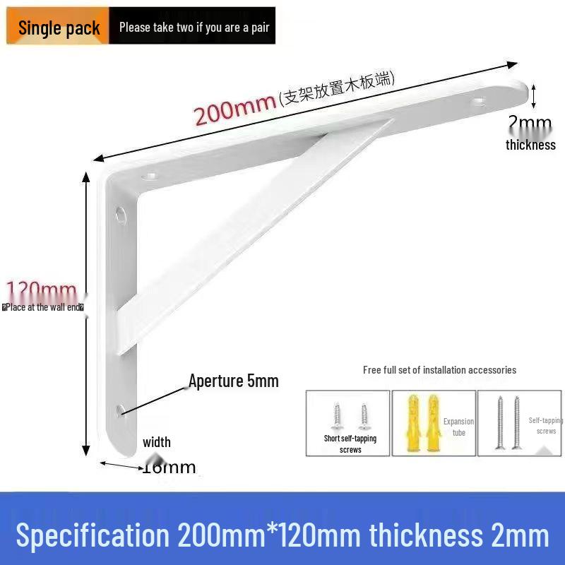 Wall-mounted Triangle Iron Bracket: Right Angle Shelf Support and Load-bearing Storage