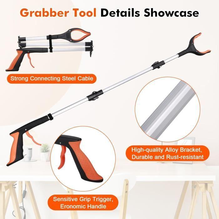 Reach Grabber for Adult, 109cm Pickup Tools with Magnetic Tip and Rotating Head, Gripper for Picking Up Without Bending