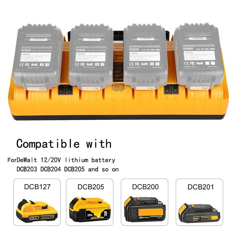 DCB104 Lithium Battery Charger 4-Port 3A Current For 10.8V 12V 14.4V 18V For FlexVolt 20V 60V DCB127 DCB105 DCB118 DCB112