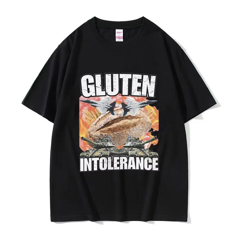 Funny Gluten Intolerance Meme Graphic T Shirt Unisexs Women Retro Fashion Short Sleeve Tshirts Harajuku Oversized Breathable Top