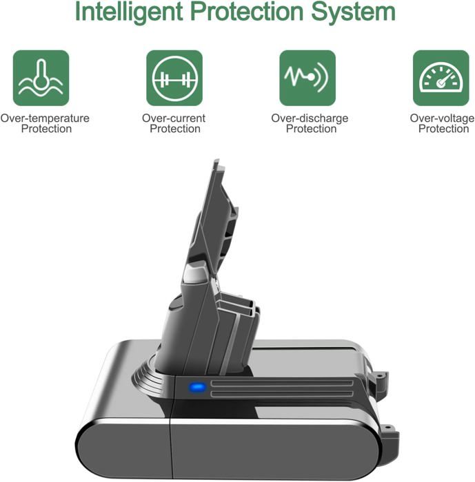Battery - Compatible V7 - 6000mAh - 21.6V - 2 Filters Included - Li-ion