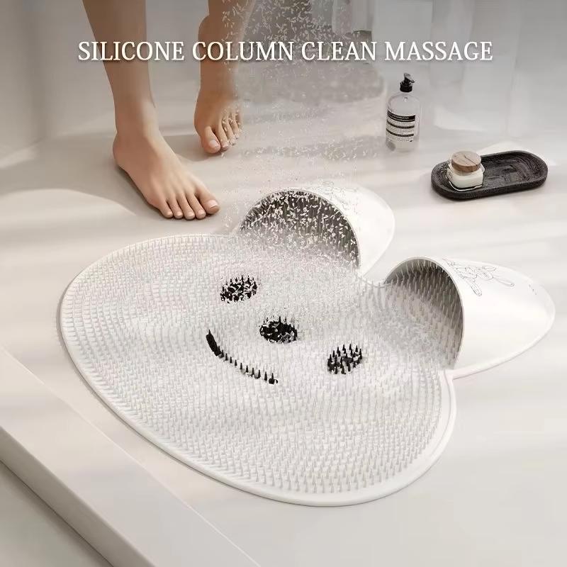 Hase Badezimmer Dusche Anti-Rutsch-Matte, Runde Massage-Fußmatte, Saugknäpfe auf der Rückseite, Fußschrubber, Rückenschrubber, Sturzsicherung