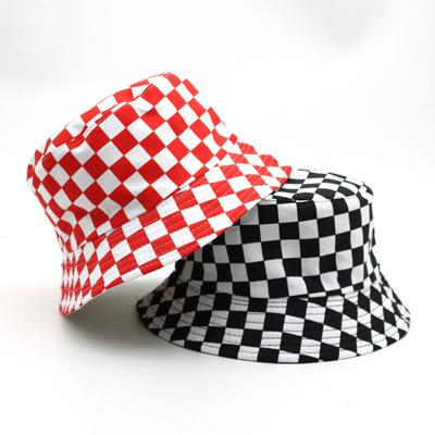 Černobílý Dámský Letní Klobouk Bucket Plochý Hip-hop Kostkovaný Podzimní Mřížkový Módní Design Rybářský Klobouk Unisex Panama Bob Klobouk