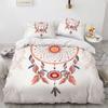 Dream Catcher Duvet Cover Set Colourful Feather Red Flower Romantic Theme Comforter Cover King Full Size for Kid with Pillowcase
