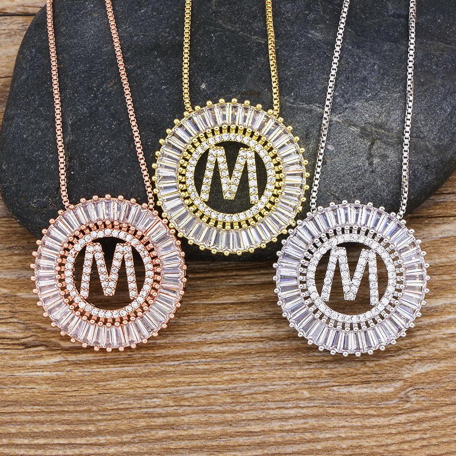 

Hot Sale A-Z Initials 3 Colors Chooses Micro Pave CZ Letter Pendant Necklaces For Women Charm Chain Family Jewelry Gift A золотой