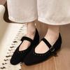 Fashion Women's Pumps 2024 Autumn New Red Square Toe Mary Jane Shoes Comfortable Shallow Mouth Women's Single Shoes Zapatos De Mujer