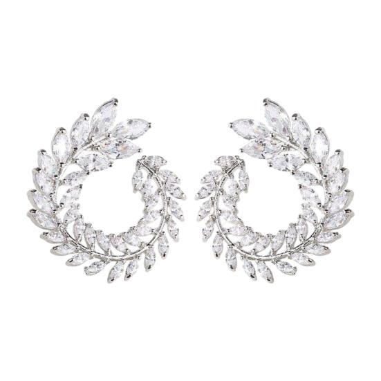 Laurel Leaf Hoop Earrings for Women Silver Plated Earrings Elegant
