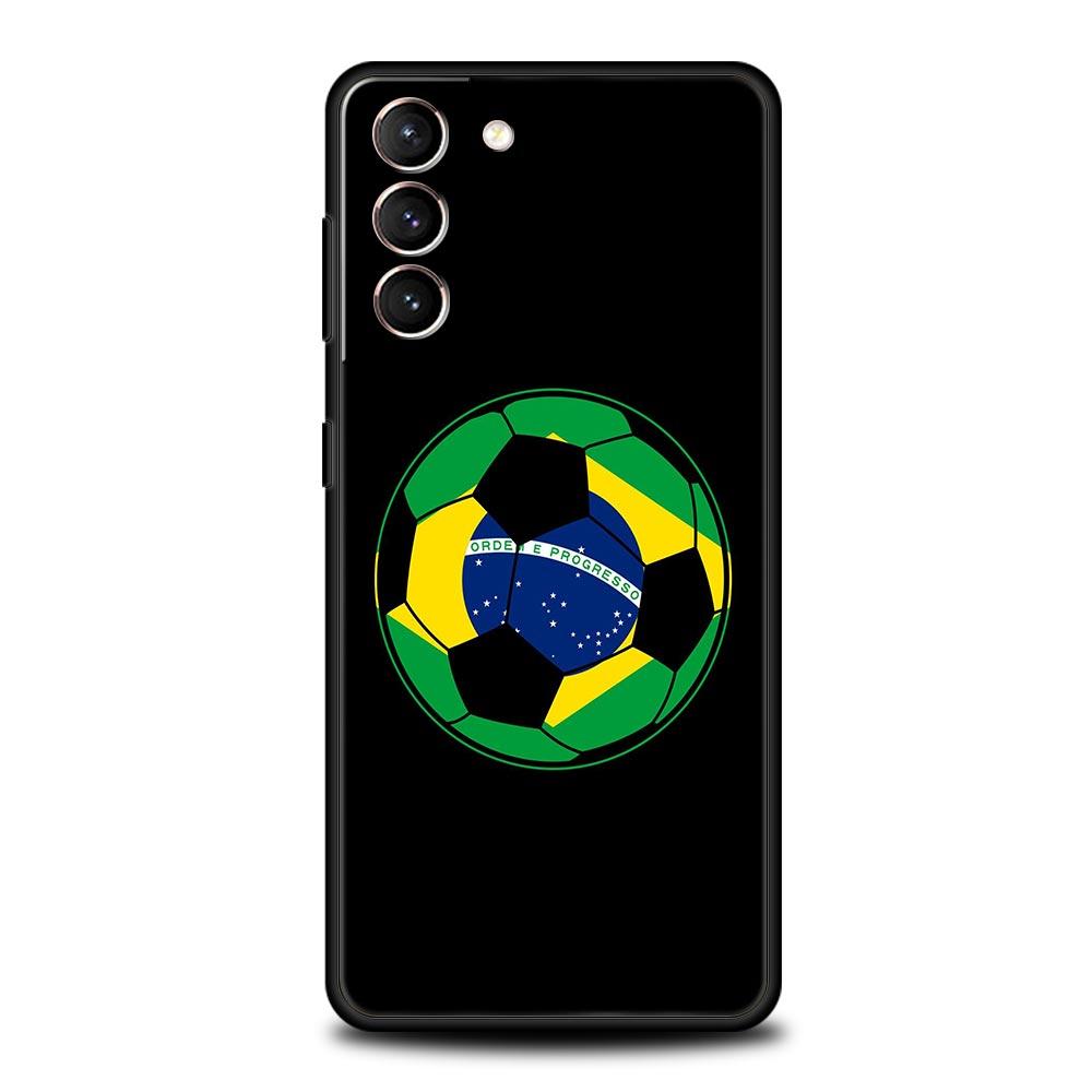 Brazil Brazilian Flag Football Phone Case For Samsung Galaxy S23 S22 S21 S20 FE Ultra 5G S10 S10E S9 S8 Plus 10 20 Soft Cover