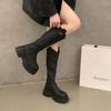 Thick heel thick sole V-mouth high heel boots 2025 thin but knee knight boots autumn zipper thin boots