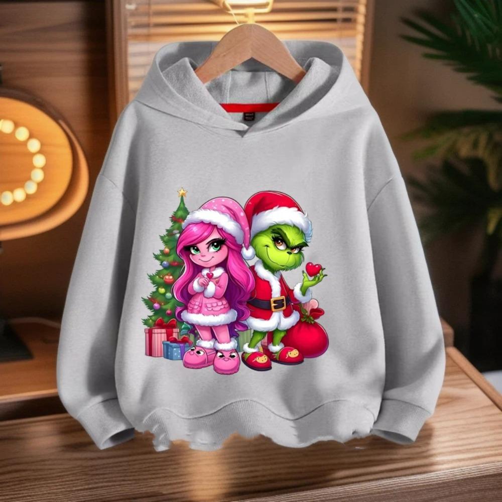 Cartoon Fashion Men Women's Hoodies Christmas Green Monster Print Pullover Cartoon Casual Sweatshirt Kids Hoodies Long Sleeve Clothing