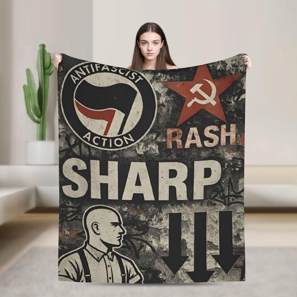 Antifaschistische Aktion Weiche Decken Camping Plüsch Überwurfdecke Flauschige Couch Sessel Flanell Tagesdecke Sofa Bettbezug