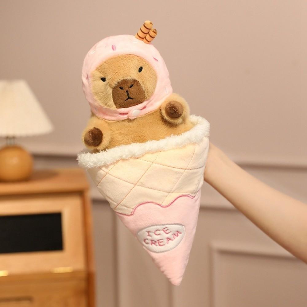 Ice Cream Cone Capybara Plush Toy Detachable Capybara Stuffed Doll Room Decoration
