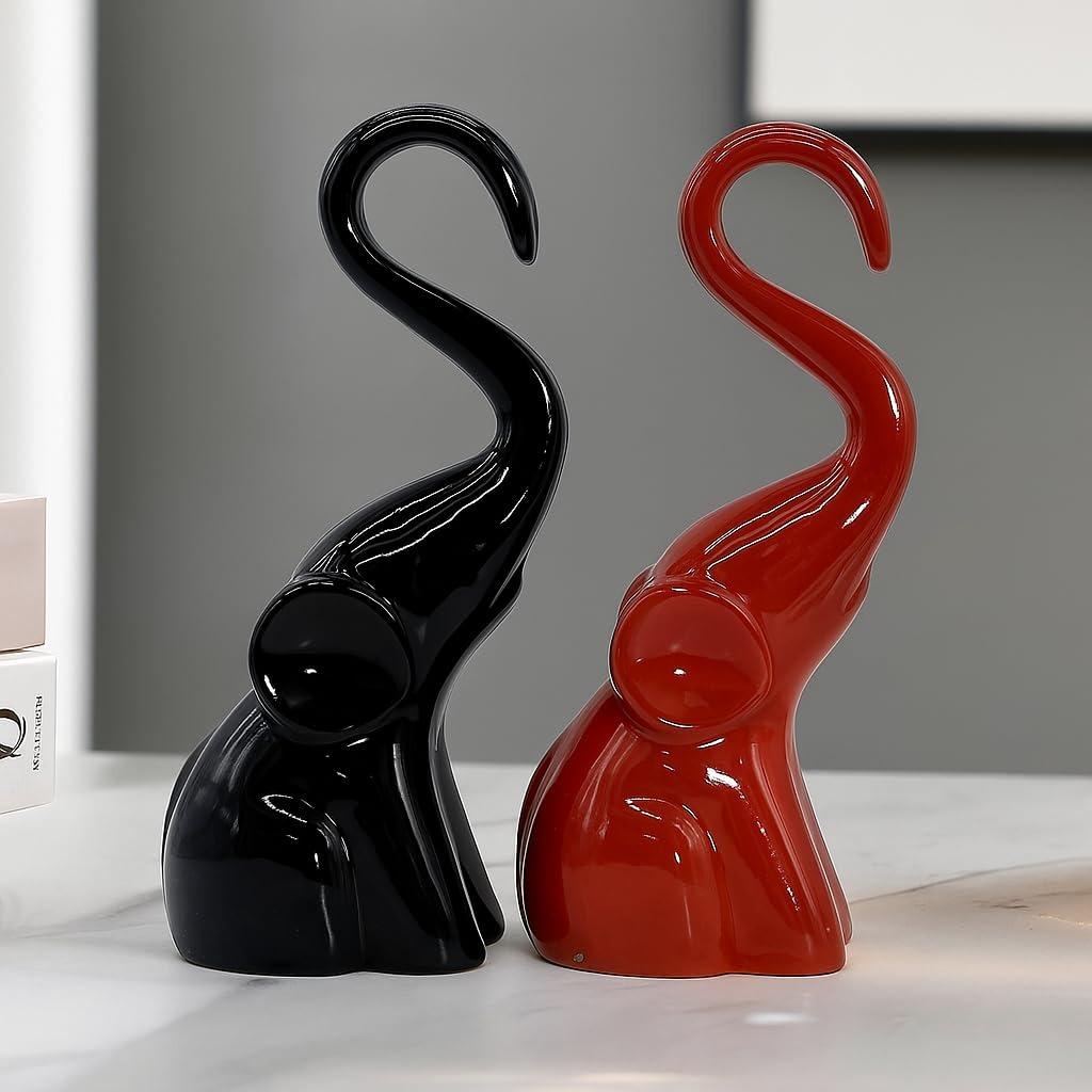 Home Décor Elephant Couple Showpiece Statue for Good Luck Fengshui, Decorative Items Figurine for Home Decoration Living Room