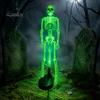 Automatic Dusk to Dawn Lamps Solar Skeleton Garden Stake Light, Halloween 3D Glowing Skull Yard Haunted House Landscape Lighting Decor with