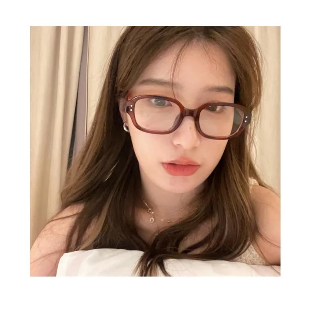 Retro Red Reading Glasses Coarse Frame Myopia Glasses Women's Fashion Glasses 0 To -3.5