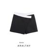 Araltay New Arrival Fashion Style Women's Clothing Fashion All-Match Minimalist Contrast Color Waist Double Breasted Culottes 1165223