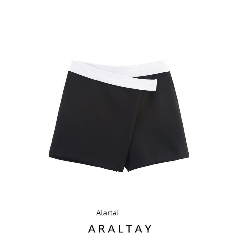 Araltay New Arrival Fashion Style Women's Clothing Fashion All-Match Minimalist Contrast Color Waist Double Breasted Culottes 1165223