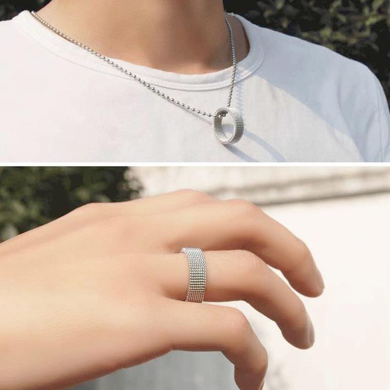 Charm 1PC Allergy Free Stainless Steel Woven Mesh Ring uygun fiyatlı