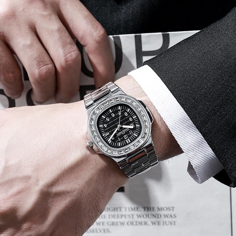 Novo Relógio Masculino de Calendário Duplo Relógio Masculino Premium de Aço Inoxidável Transfronteiriço Relógio de Quartzo Masculino