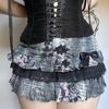 Y2k Gothic Miniskirt Womens High Street Ruffles Hem Mini Skirt Bowknot Lace Patchwork Tiered A-Line Skirts Harajuku Faldas