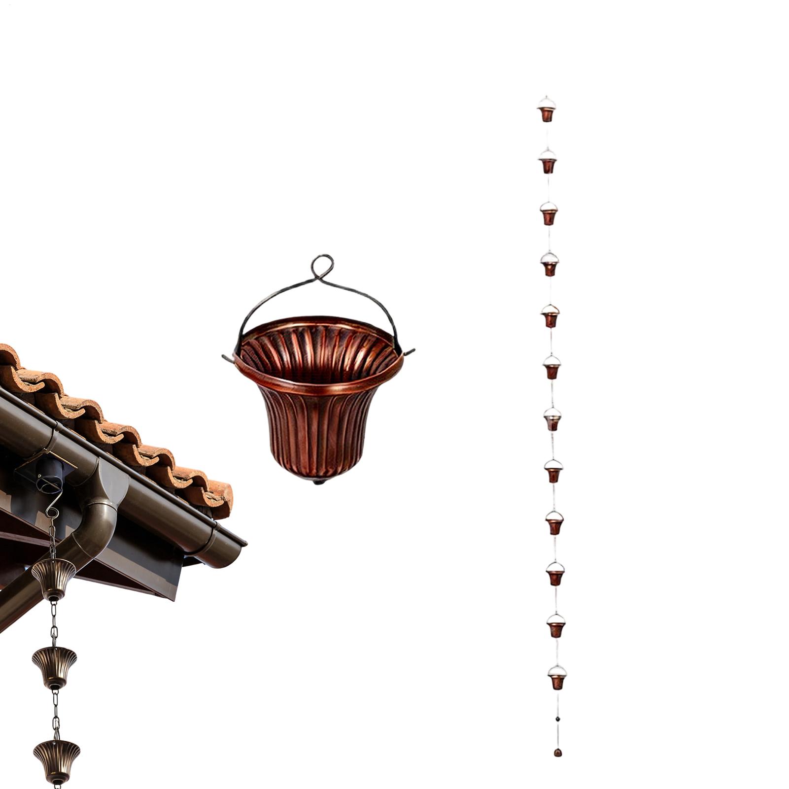 Outdoor Rain Chains 3.8m Metal Eaves Gutter Rain Chain Copper Rain Drip Collection Chain With 12 Collection Cups For Garden CN